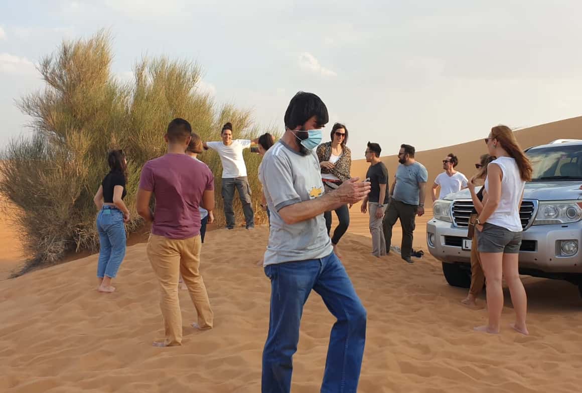 Photo of a group in the desert in Dubai, UAE