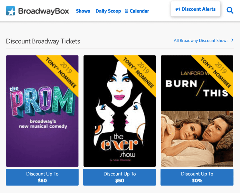 Broadway Box for broadway ticket discounts