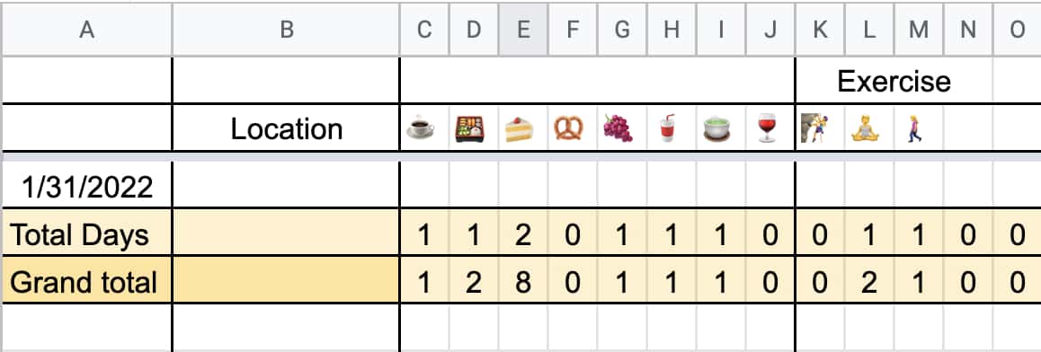 Screenshot of the Life Wrapped template on Google Sheets