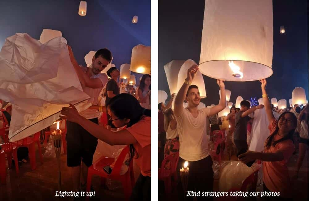 Lighting up lanterns at Yee Peng Festival