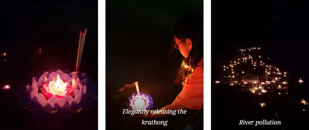 Releasing krathong